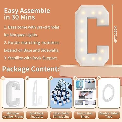 4FT Marquee Letters, Large Light Up Letters C for Hoco Party Decor - Image 5
