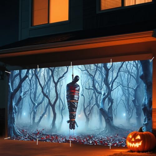 Hanging Body 7 x 16 ft Halloween Garage Door Decorations Halloween decorations Witch Door Cover, Hanging Banner,Backdrop Mural for Home, Outdoor, Indoor, Spooky Party, Wall, Window - Image 2