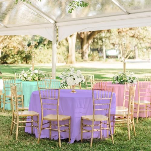 12 Pack Round Pastel Disposable Tablecloths for Party, 84 Inch - Image 7
