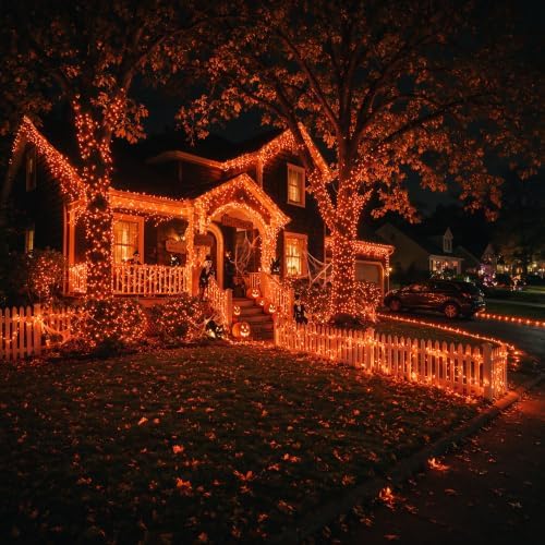 TURNMEON 3 Pack Orange Lights Total 30Ft 90LED Halloween Lights with Timer - Image 5