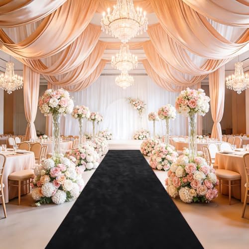 FUHSY Wedding Decorations Wedding Aisle Runner Outdoor Black Aisle Runner 4FTx20FT Velvet Fabric Aisles Runners for Ceremony Carpet Runners for Party Accessories Rug Carpet Bridal Runway by FUHSY