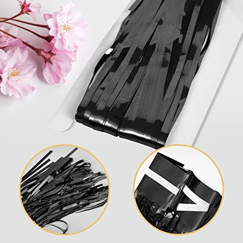 10 Pack Black Backdrop Curtain 3.2ft x 8.2ft Metallic Tinsel Foil Fringe Curtains Photo Booth Background for Birthday Party Decoration Baby Shower Engagement Wedding Christmas Decoration (Black) - Image 4