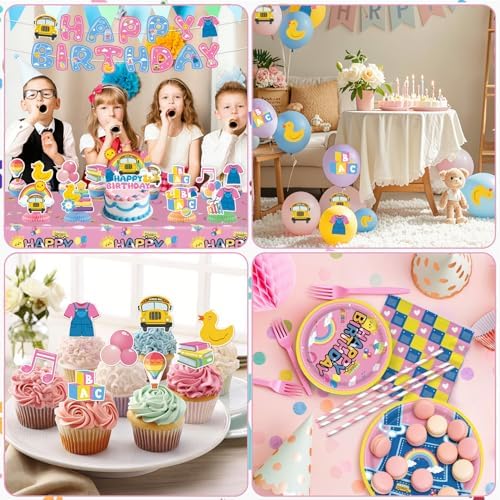 197pcs English Teacher Party Supplies, Cartoon Teacher Themed birthday party decorations with Tableware, Cake Decorations & Hanging Accessories, Serves 24 Guests - Image 5