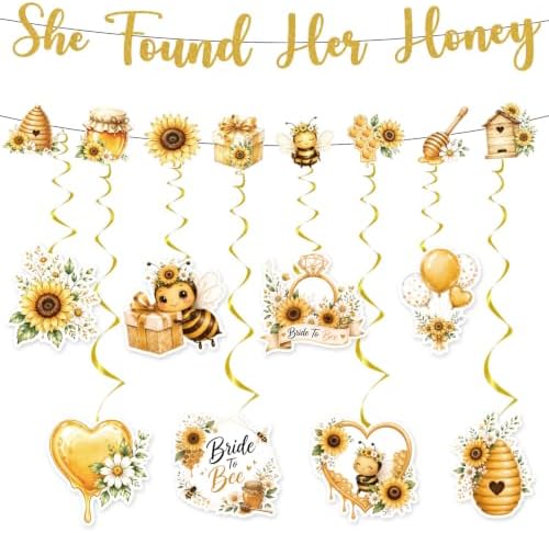 She Found Her Honey Bridal Shower Decorations Banner Swirls 10PCS by InIsaJace