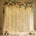Tulle Backdrop Curtain with Lights 10x10FT Champagne Sheer Curtains by Xiomot