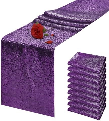 10 Packs 12 x 72 inches Purple Sequin Table Runner by VHH