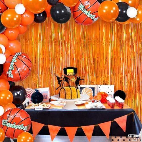 KatchOn Orange Fringe Backdrop Curtain 3.2x8 Feet, Pack of 2, Halloween - Image 6