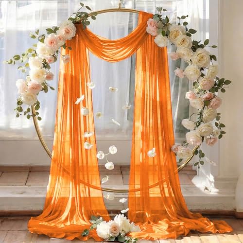 Pack of 1 Wedding Arch Drape Panel Fabric 30" x 40ft - Orange - Image 6