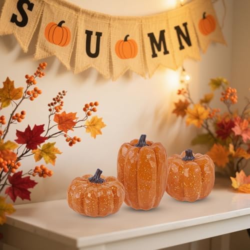 winemana Artificial Pumpkins Decor Orange Pumpkin Fall Decoration, Set of 3 - Image 2