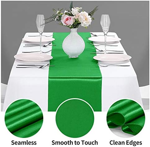 10-Pack Satin Table Runner Emerald 12 x 108 inches Long, Table Runners for Wedding, Birthday Parties, Banquets Decorations（10 Pack, 12x108 Inch, Emerald） - Image 3