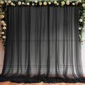 10ft X 10ft Black Sheer Backdrop Curtain for Parties, Tulle Sheer Fabric Backdrop Curtain Drapes for Baby Shower Birthday Party Photo Shoot Halloween Decorations by Partisky