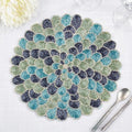 Fennco Style Beaded Peacock Placemat 14" Round, 1-Piece - Blue Glam Feather Inspired Table Mat for Home Décor, Family Gatherings, Birthdays and Special Events by FenncoStyles