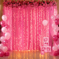 Hot Pink Tulle Backdrop Curtain with Lights for Parties 10x10ft Fuchsia Sheer Backdrop Curtains for Weddings Birthday Baby Shower Photo Shoot Background Decorations by Suppromo
