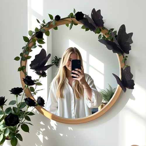 Party Butterfly Decorations, Black 3D Butterfly Birthday Decoration, 4 Pcs Crepe Paper Hanging Decor for Room, School, Black Theme, Flower Party for Garden, Dining Table Decor - Image 5
