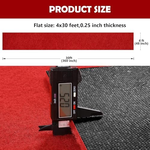 Extra Thick Red Carpet Runner 4 x 30FT, Non-Slip TPR Rubber Backing, 450 GSM Heavy-Duty Aisle Runner Red Runner Rug for Wedding Ceremony, Hollywood Party, Graduation & Award Events - Image 2
