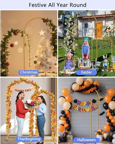 HEMMOTOP Metal Arch Backdrop Stand Set, Gold, 7.2ft and 6ft, 2-Pack - Image 2
