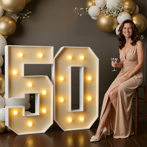 imprsv 50 Marquee Numbers, 3FT Light Up Numbers for 50th Birthday Decor by Letsmakeitimpressive