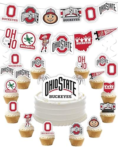 Ohio State Merch Buckeyes Party Supplies, Graduation & Birthday Decor 42 Pc by PartyKandyDecorGifts