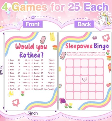 Sleepover Party Supplies for Girls, 4Funny Girls Night Games Sleep Over Essentials for Slumber Party Supplies - Image 2