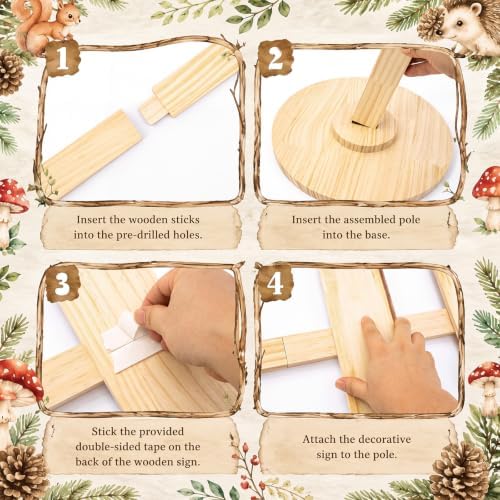 Chunful Arrow Sign with Stand, Blank for DIY, Directional Party Decor for Baby Shower, Birthday, Wedding, Woodland Yard Decorations(5 Wooden Plaques,5 ft) - Image 5