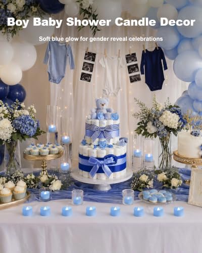 Homemory 50-Pack Light Blue Flameless Battery Tea Light Candles, 200+ Hours - Image 3