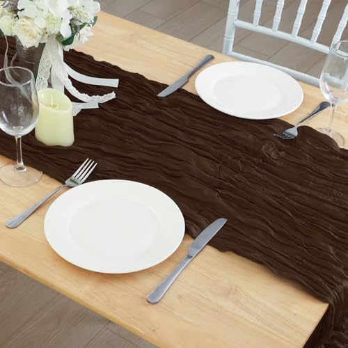 1 Pack Brown Cheesecloth Table Runner 120 Inch Boho Wedding Decor - Image 7