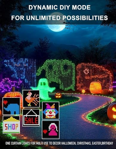Dazzle Bright Smart Curtain Lights, 400LED 6.6FT x 6.6FT Color Changing Halloween Christmas Lights with Remote & APP, Dynamic DIY Fairy String Lights for Indoor Outdoor Bedroom Decorations - Image 2