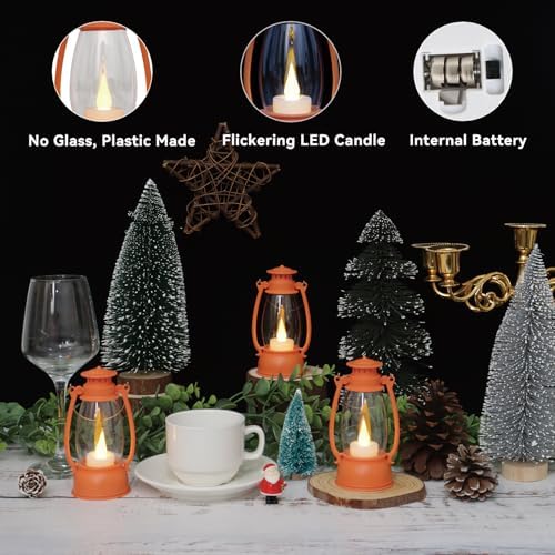 12Pcs Orange Mini Lanterns for Fall Halloween Thanksgiving & Western Camping Decor – Small Lantern Decorative for Table Centerpiece, Hanging Ornaments for Christmas Wedding & Cowboy Party - Image 6