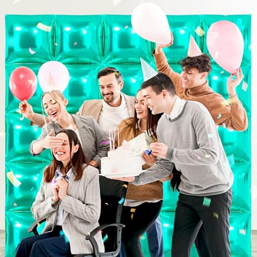 NISOCY 25PCS Teal Blue Square Foil Balloons Wall Backdrop - Image 6