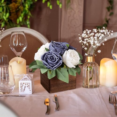 Dusty Blue & White Dining Table Centerpiece Set of 6, Pre-Made - Image 5