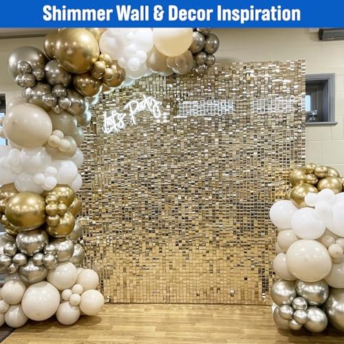 Ozikutech 48 Pcs Light Gold Shimmer Wall Backdrop Panels for Party Decor - Image 4