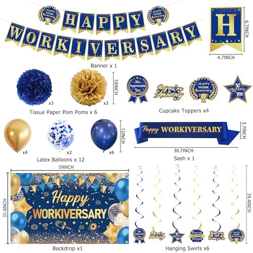 DARUNAXY Happy Workiversary Party Decorations for Men Women(31PC) - Image 2