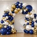 Navy Blue Gold White Balloon Arch Kit 129 Pcs Double Stuffed by Vanjehou