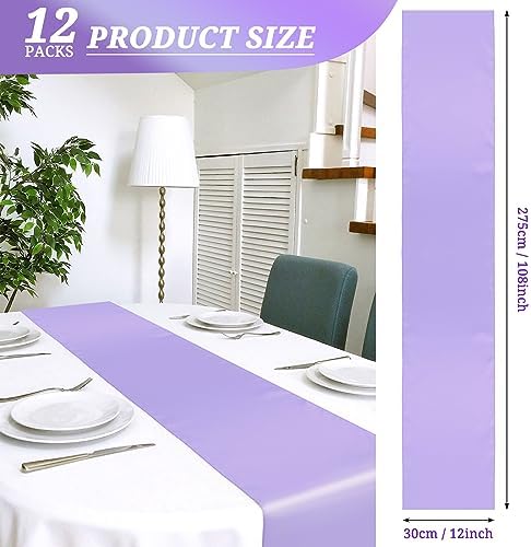 12 Pack Lavender Satin Table Runner 12 x 108 Inch Long Premium Table Runners for Wedding Party Events Decoration,Birthday Parties,Banquets Decorations,Graduations,Engagements - Image 2