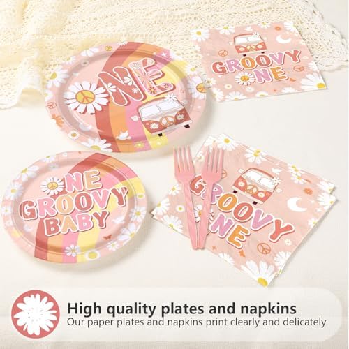 96Pcs Boho Groovy One Birthday Party Supplies Serves 24 - Image 3