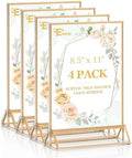 EHWINE 4 Pack Acrylic Sign Holder 8.5 x 11, Double Sided Gold Picture Frame Stand up Table Top Sign Holders, Clear Display Stand Menu Flyer Holder for Wedding Party (Provide Non-slip Mats) by EHWINE