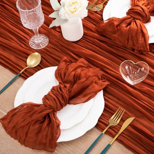 Fall Table Runner Terracotta Thanksgiving Cheesecloth Table Runner, 6 Pack - Image 4