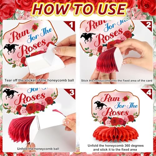 9Pcs Derby Day Party Decorations Horsing Racing Honeycomb Centerpieces for Tables Horse Racing Table Decorations for Derby Day Home Birthday Party Supplies Table Decor - Image 3