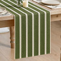 Artoid Mode Army Green Farmhouse Dashed Stripe Table Runner, Seasonal Holiday Boho Rustic Kitchen Dining Table Decoration for Home Party Decor 12x72 Inch by ArtoidMode