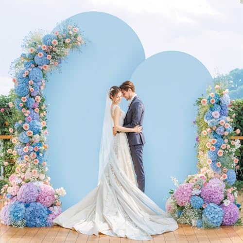 6 ft Arch Backdrop Cover Blue - Double-Sided Spandex Arch Covers Stretchy Backdrop for Balloon Arches Birthday Party Baby Shower Banquet Wedding Photo Background - Image 4