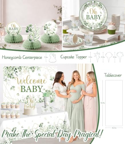 Sage Green Baby Shower Decorations Set,Serves 25 Guests - Image 5