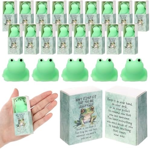 24 Sets Positive Gift Frog Toy with Support Box You are Awesome Party Favor by Wettarn