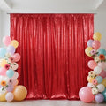SquarePie 8x10ft Red Sequin Backdrop, High Density Non-Transparent Glitter Curtain for Photography, Birthday, Wedding Party Decorations, Thick Solid Background with 4" Rod Pocket, 1 Panel by SquarePie