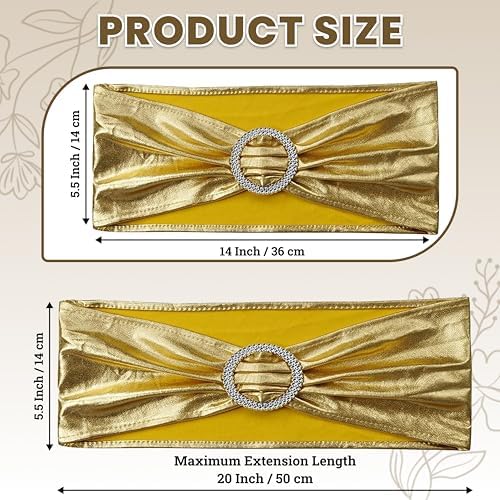 Pack of 150 Spandex Chair Sashes for Wedding Party & Event – Metallic Gold - Image 2