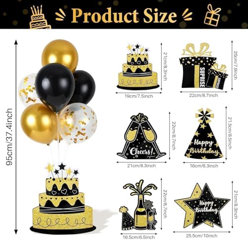 6 Sets Birthday Balloon Stand Kit for Table Happy Birthday Black Gold Balloon Centerpiece Decor Black and Gold Balloon Stand Kit for 40th 50th 60th 70th Birthday Party Decoration - Image 4