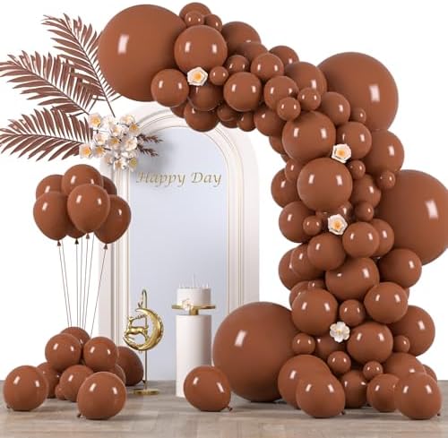 Voircoloria 130pcs Coffee Brown Balloons Garland Arch Kit, 18 12 10 5 Inch by Voircoloria