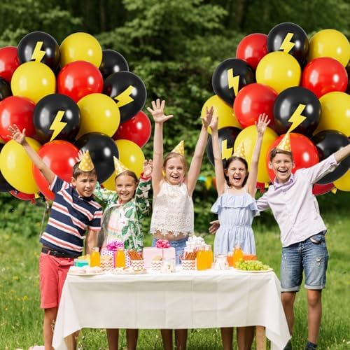 Red Yellow Black Balloons, Lightning Print Balloons for Race Car Party - Image 5