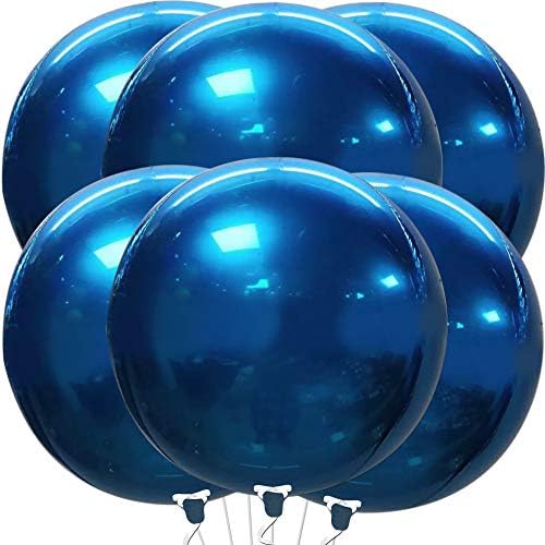 KatchOn Metallic Blue Balloons - Big 22 Inch, Pack of 6, Space Decorations by KatchOn