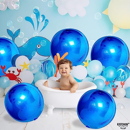 KatchOn Blue Mylar Balloons - 22 Inch, Pack of 6, Blue Birthday Decorations - Image 2