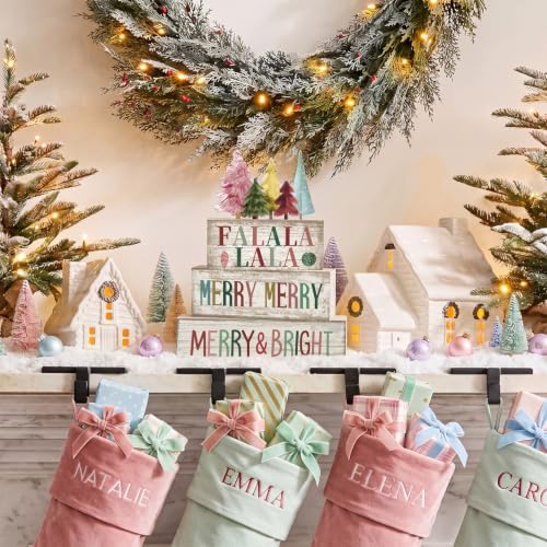 Moucuny 4 Pcs Christmas Table Decorations, Wooden Pastel Christmas Tree - Image 5